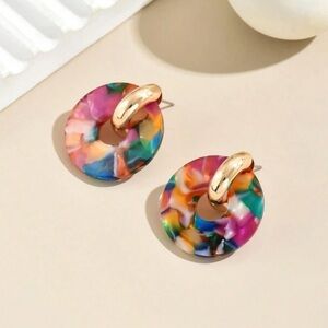 Colorful Resin Hoop Earrings